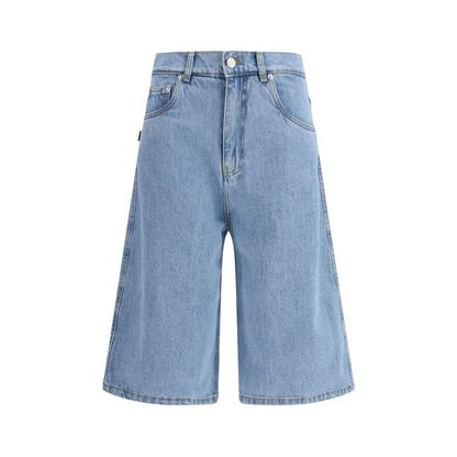 Blue Cotton Bermuda Shorts