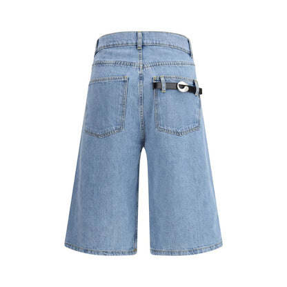 Blue Cotton Bermuda Shorts