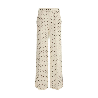Beige Silk Casual Pants