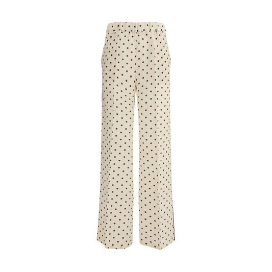 Beige Silk Casual Pants