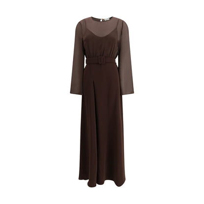 Brown Polyester Casual Dress