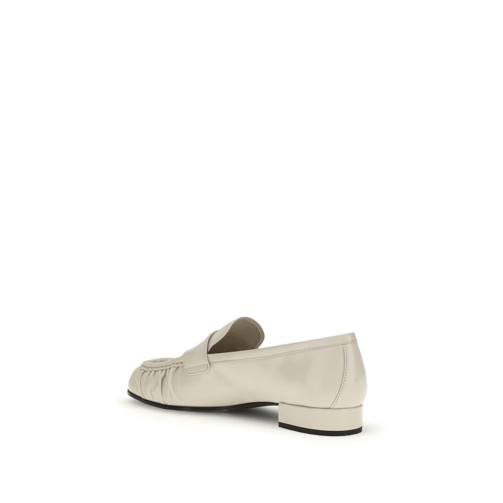 Beige Calf Leather Bos Taurus Slip-On Loafers
