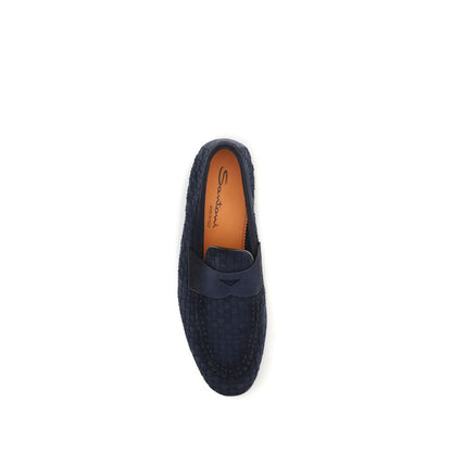 Blue Calf Leather Bos Taurus Slip-On Loafers