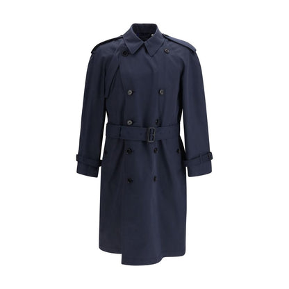 Blue Polyester Trench Coat