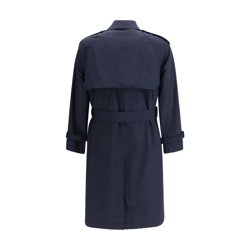 Blue Polyester Trench Coat