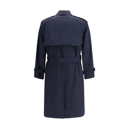 Blue Polyester Trench Coat
