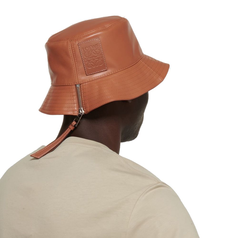 Brown Calfskin Bucket Hat