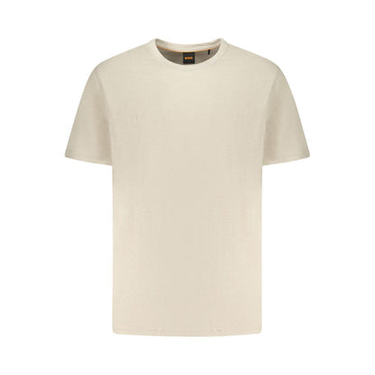 Beige Cotton Men T-Shirt