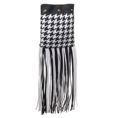 Black And White Leather And Textile Shoulder Bag