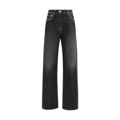 Black Cotton Straight-Leg Jeans