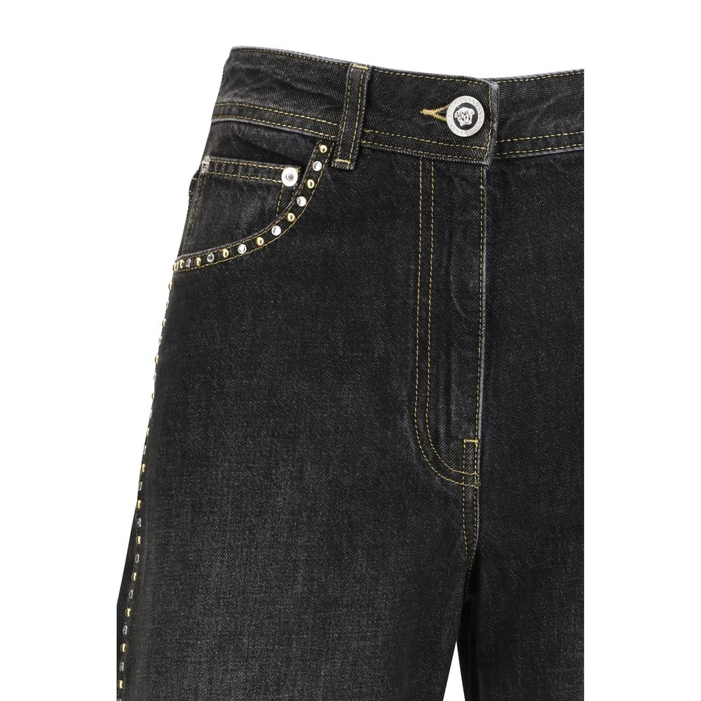 Black Cotton Straight-Leg Jeans