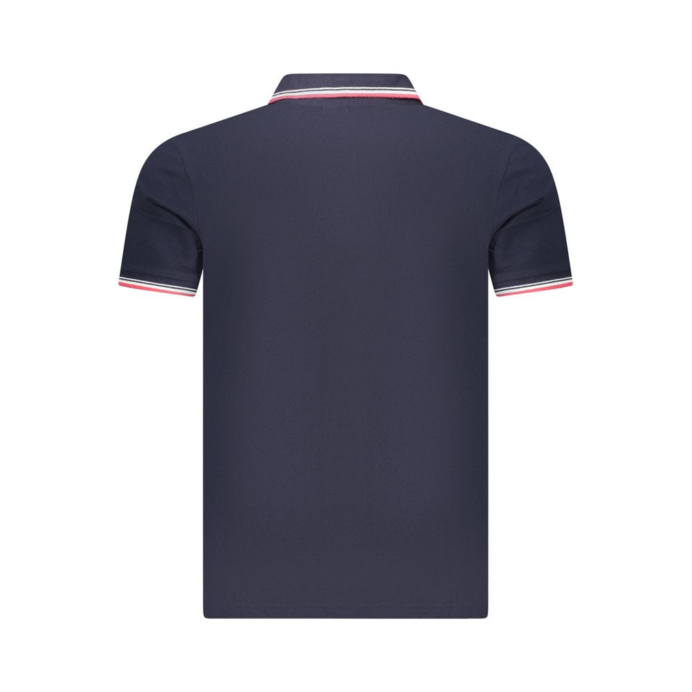 Blue Cotton Men Polo Shirt