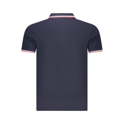 Blue Cotton Men Polo Shirt