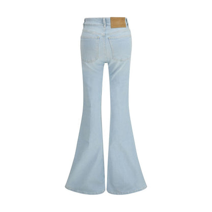 Blue Cotton Flared Jeans