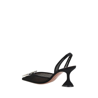 Black Nylon High Heel Pumps