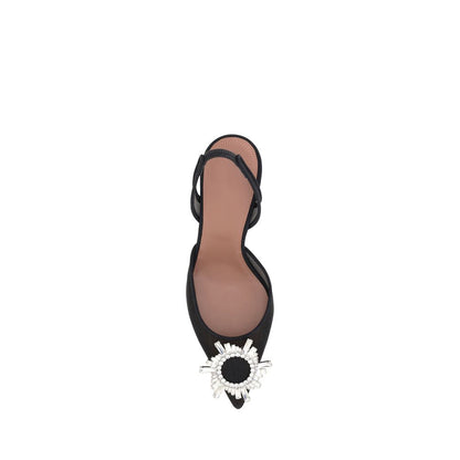 Black Nylon High Heel Pumps