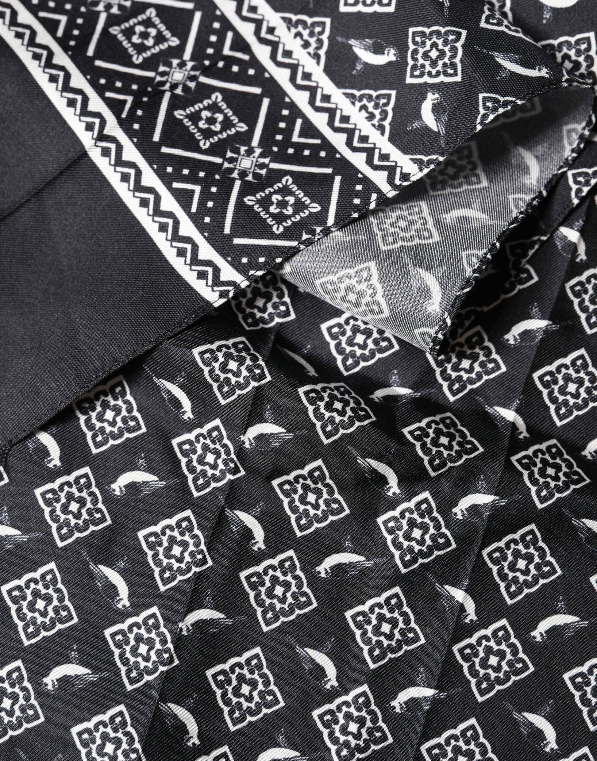 Black Gray Silk Bird Fringe Wrap Foulard 140cm X 23cm Scarf