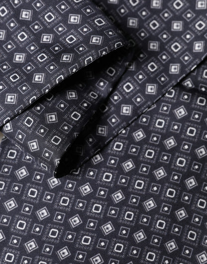 Black Silk Geometric Fringe Wrap Foulard 136cm X 15cm  Scarf