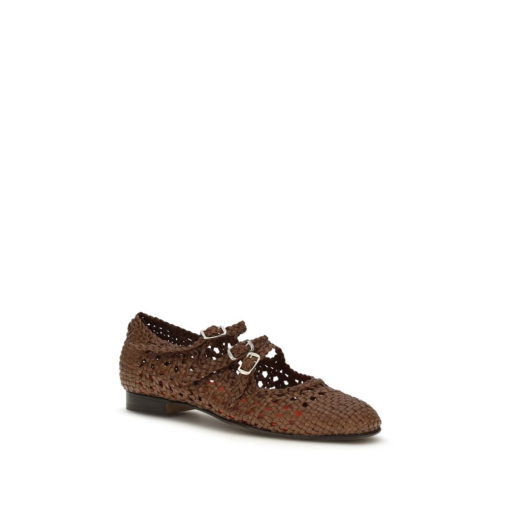 Brown Calf Leather Bos Taurus Ballet Flats