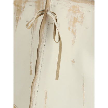 White Calf Leather Bos Taurus Midi Skirt