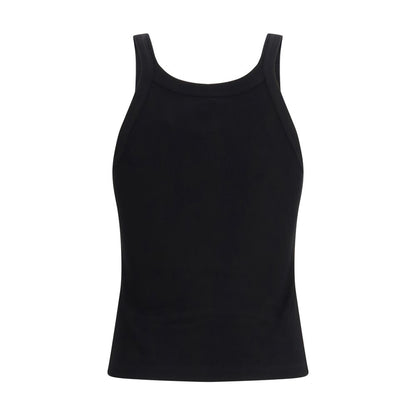 Black Cotton Sleeveles T-Shirt