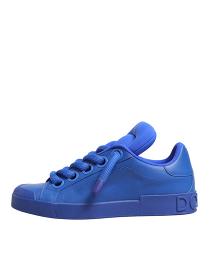 Blue Leather DG Logo Sole Low Top Sneakers Shoes