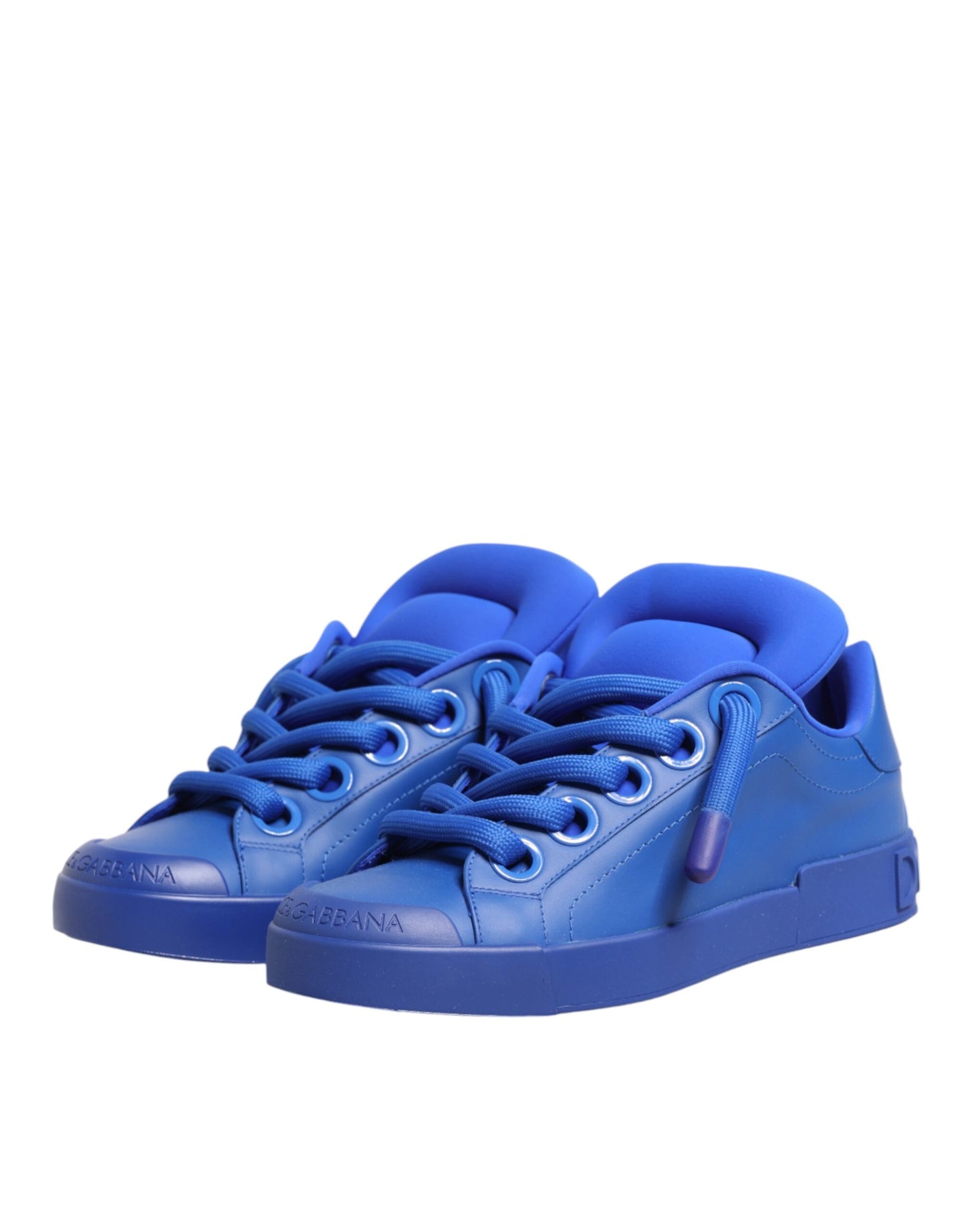 Blue Leather DG Logo Sole Low Top Sneakers Shoes