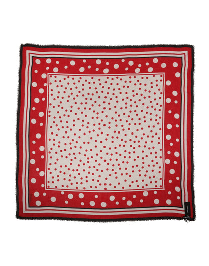Red Polka Dot Print Square Stole 137cm x 134.5cm  Scarf