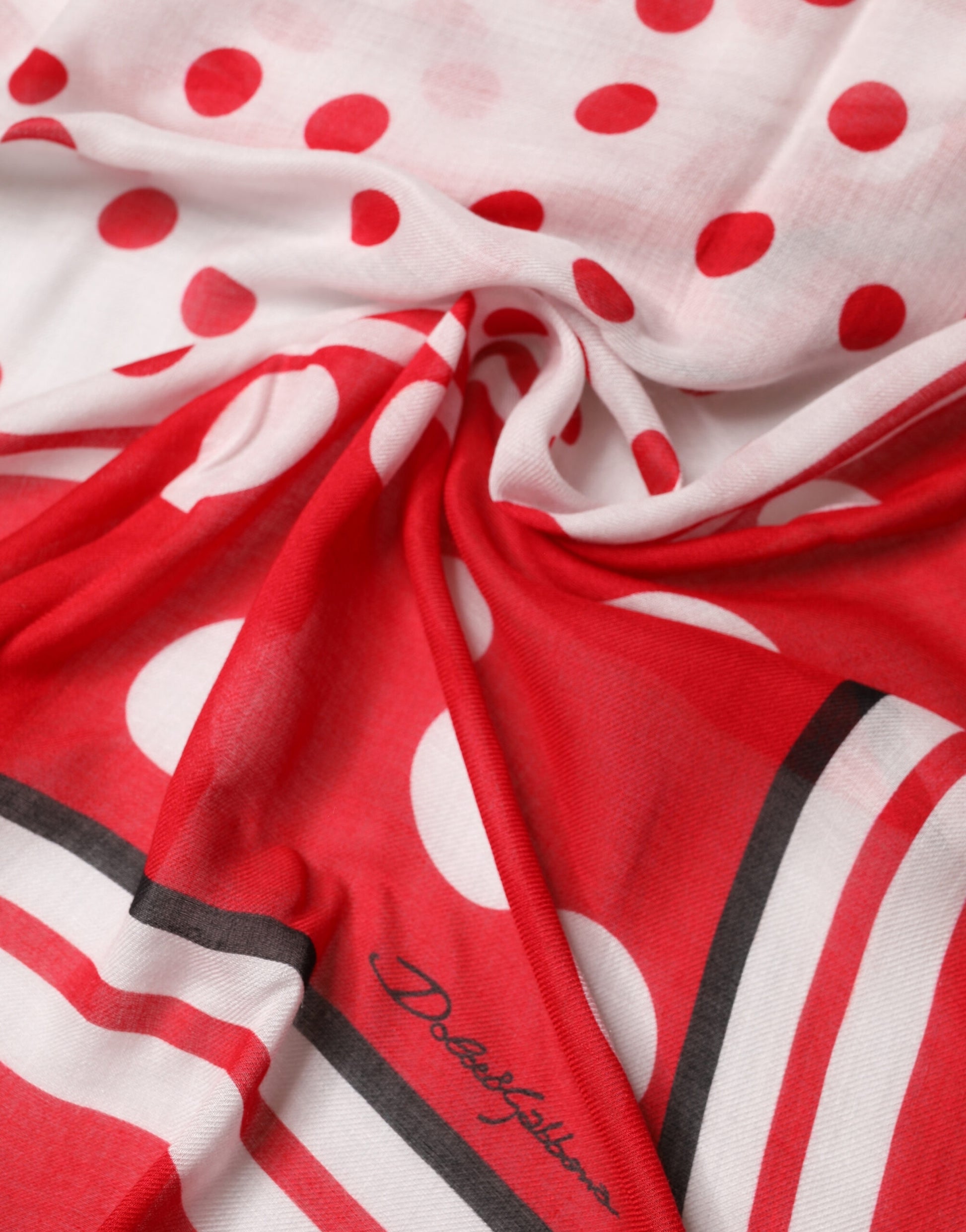 Red Polka Dot Print Square Stole 137cm x 134.5cm  Scarf