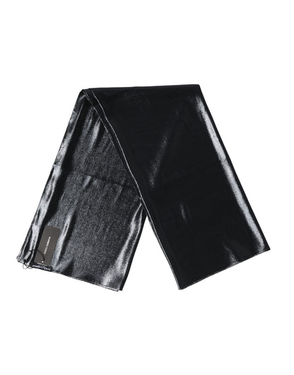 Black Silk Lurex Foulard Wrap Shawl 119cm x 117.5cm  Scarf