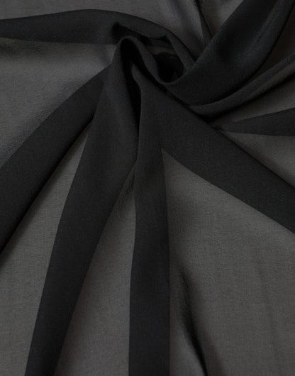 Black Silk Neck Wrap Shawl Stole 200cm x 64cm  Scarf