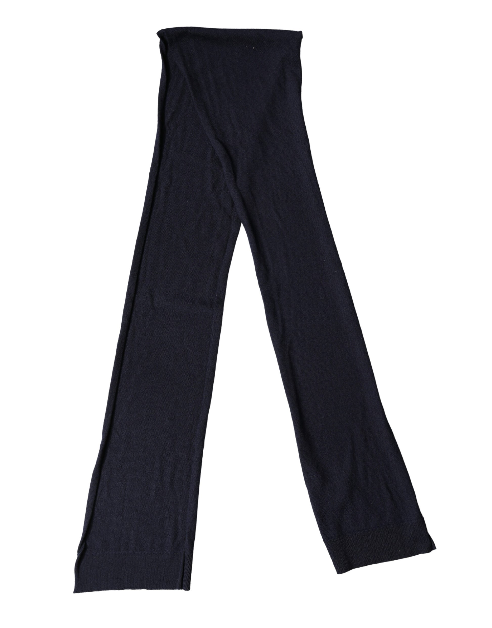 Black Wool Knitted Shawl Neck Wrap 200cm x 25cm  Scarf