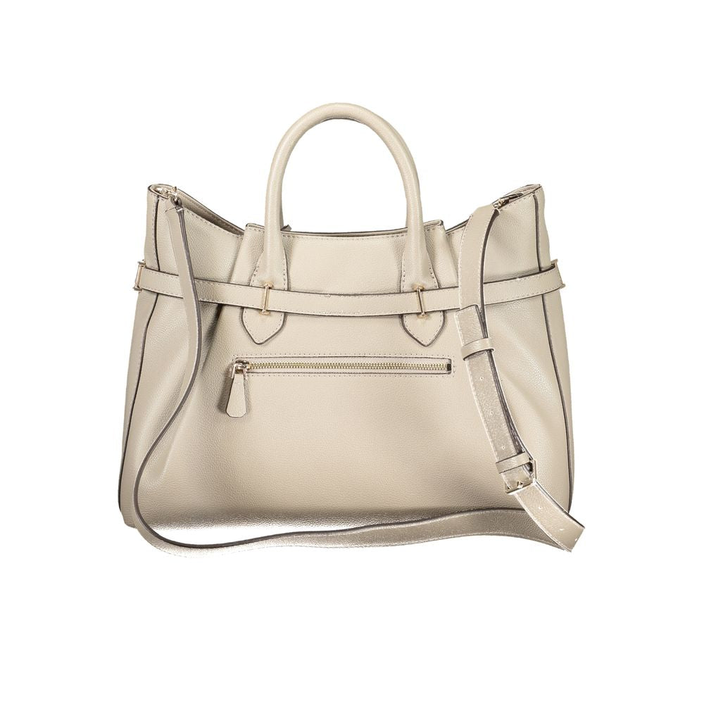 Beige Polyurethane Women's Handbag