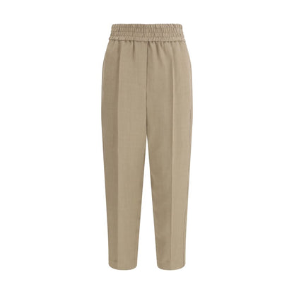 Beige Viscose Casual Pants