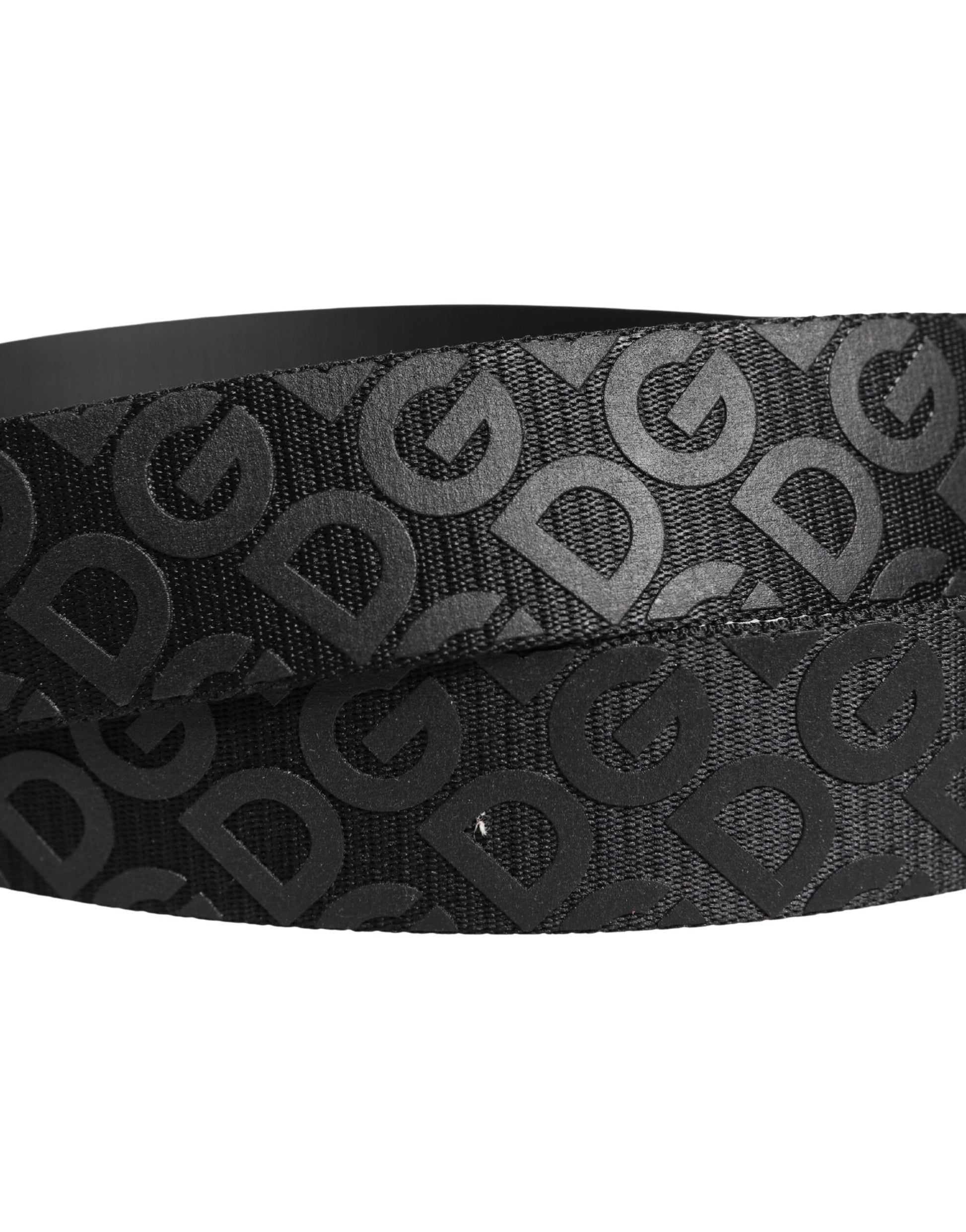 Black Logo Monogram Silver Metal Buckle Belt