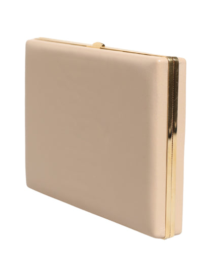 Beige Lambskin Leather Clutch Evening Women Purse Bag