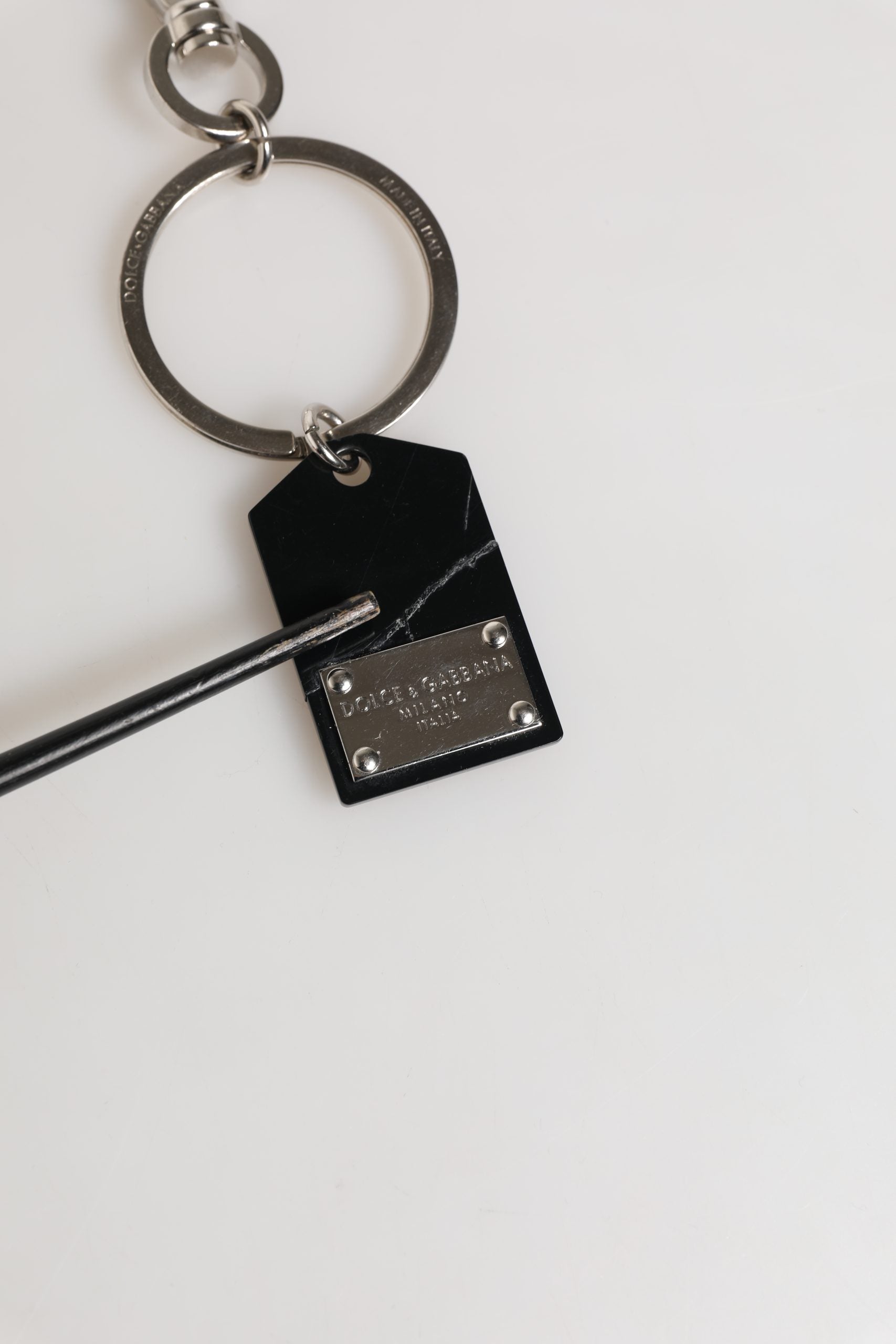 Black Silver Brass LogoPlaque Metal Ring Keyring  Keychain