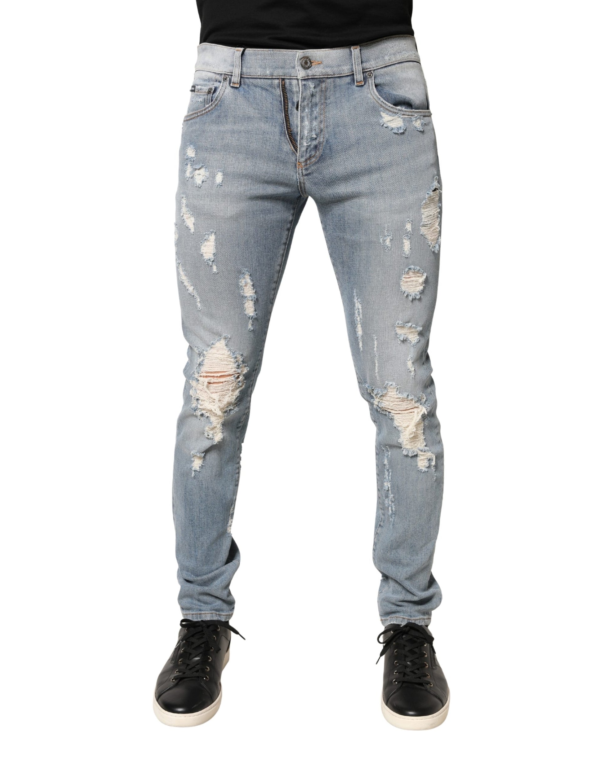 Light Blue Distressed Skinny Men Denim Jeans
