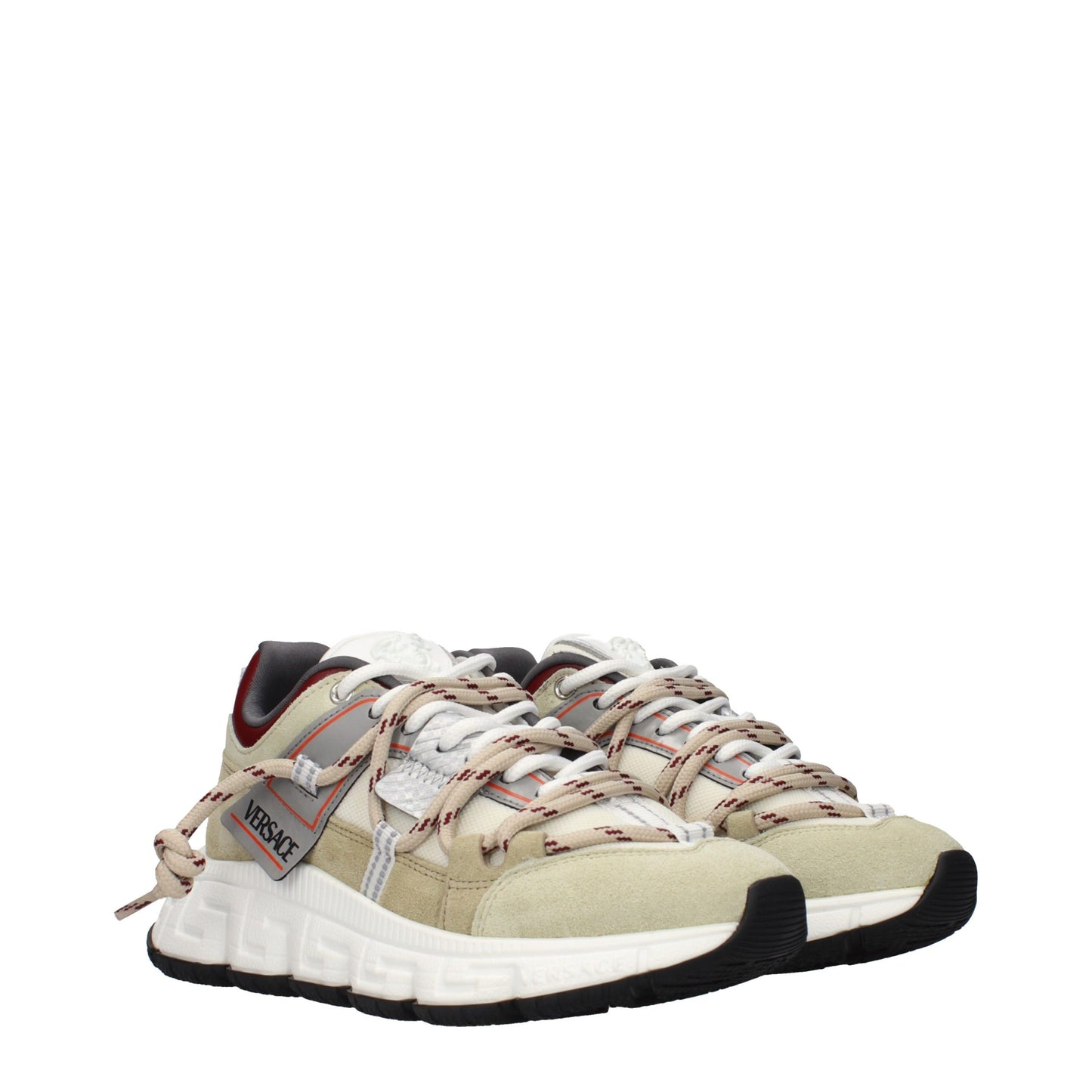 Beige Leather Chunky Sneakers