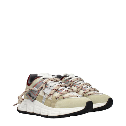 Beige Leather Chunky Sneakers