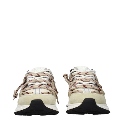 Beige Leather Chunky Sneakers