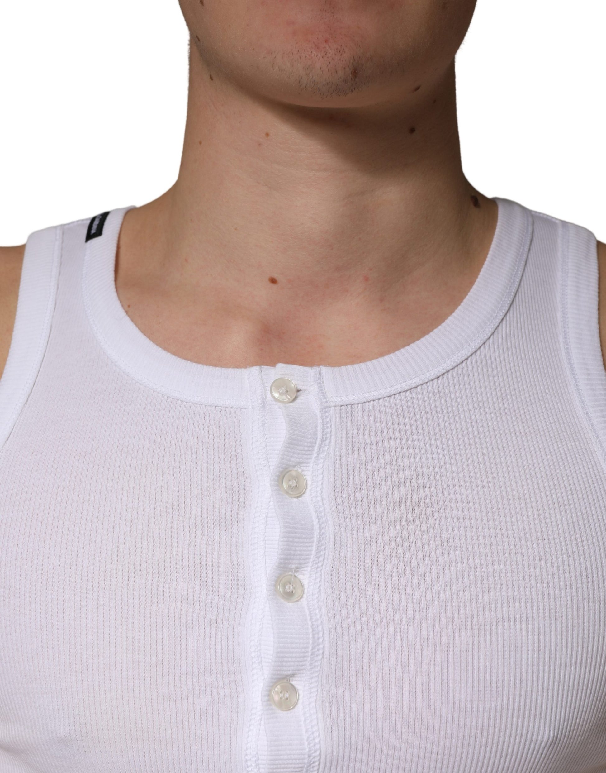 White Sleeveless Round Neck Tank Top T-shirt