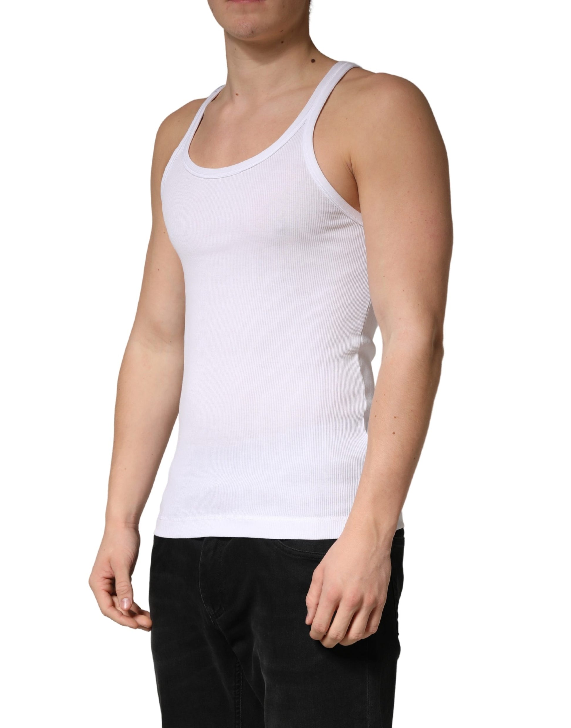 White Sleeveless Round Neck Tank Top T-shirt