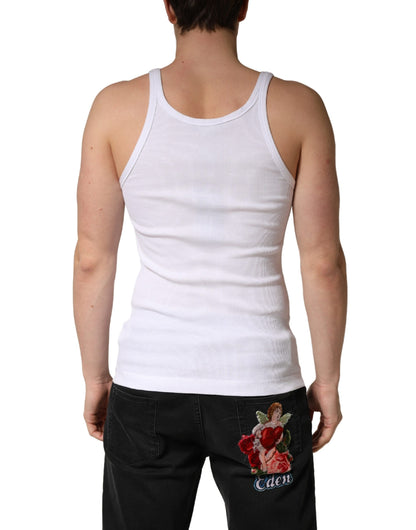 White Sleeveless Round Neck Tank Top T-shirt