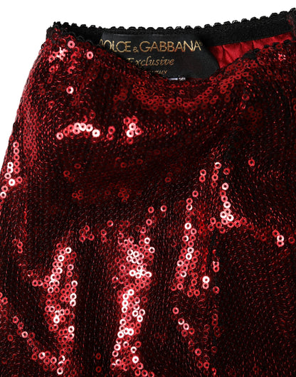 Red Sequin Embellished High Waist Girdle Underwear
