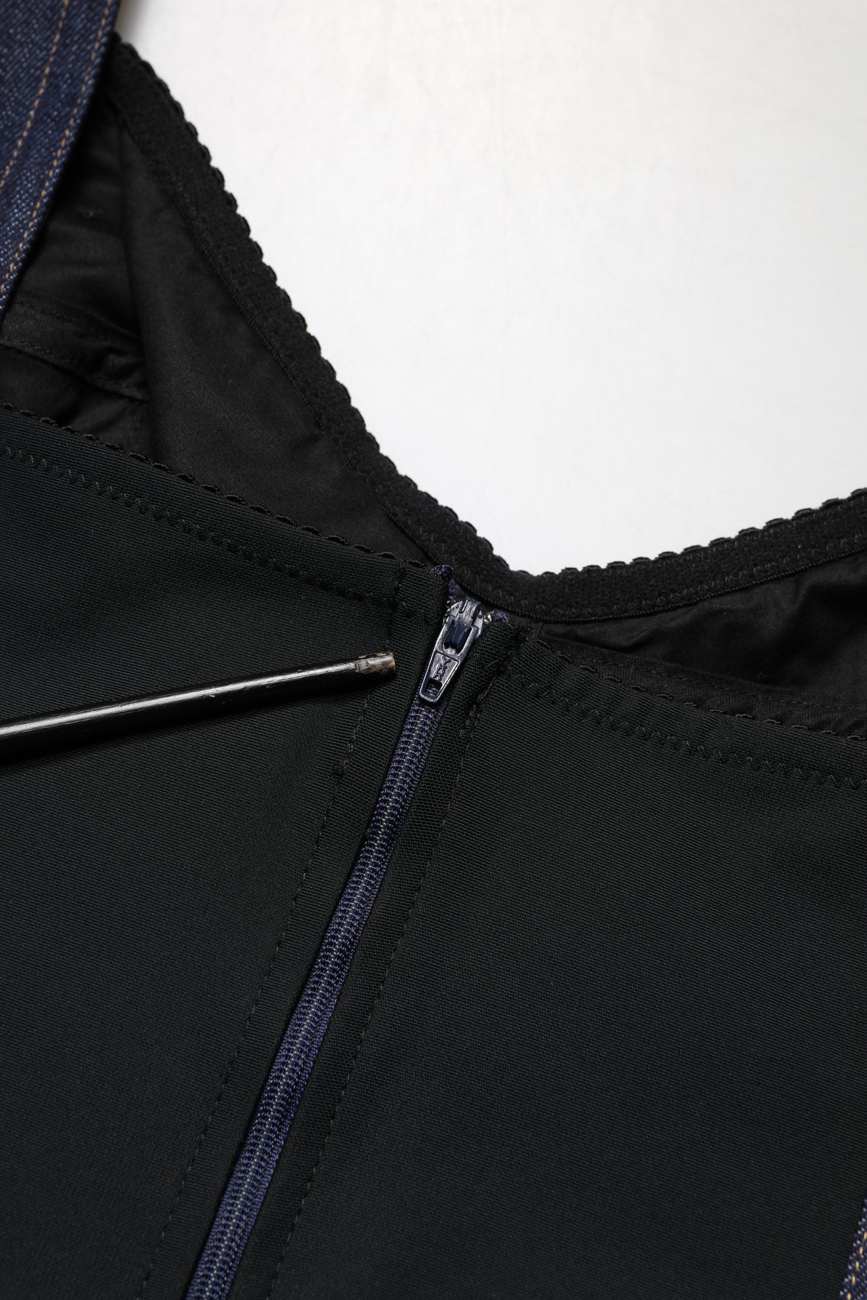 Dark Blue Cotton Denim Sheath Midi Dress