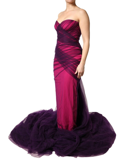 Pink Black Strapless Sheath Mermaid  Dress