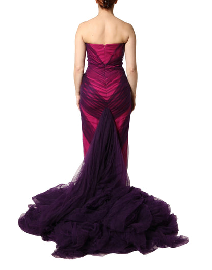 Pink Black Strapless Sheath Mermaid  Dress