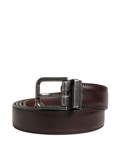 Men Brown Classic Leather Metal Buckle Belt