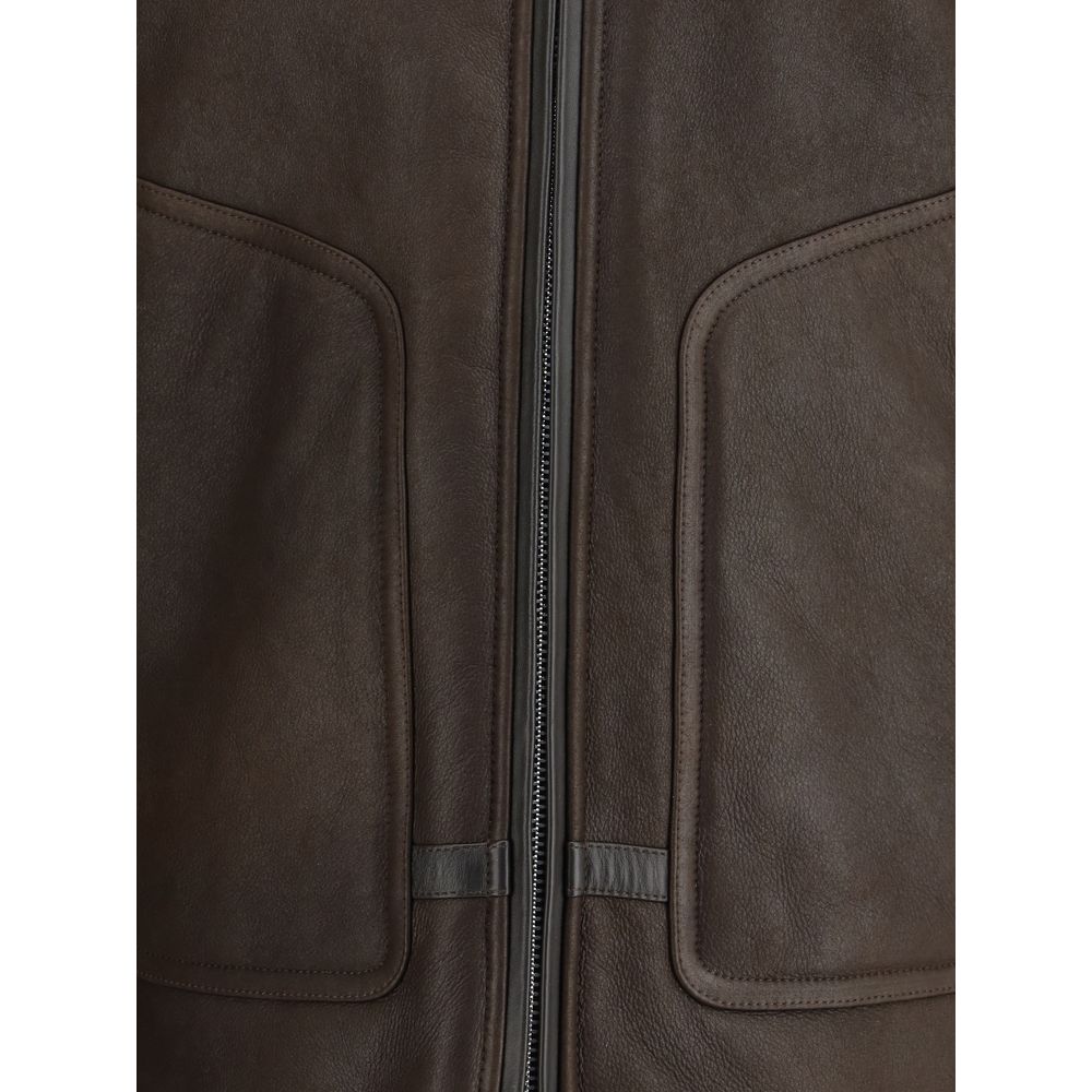 Brown Calf Leather Bos Taurus Coat